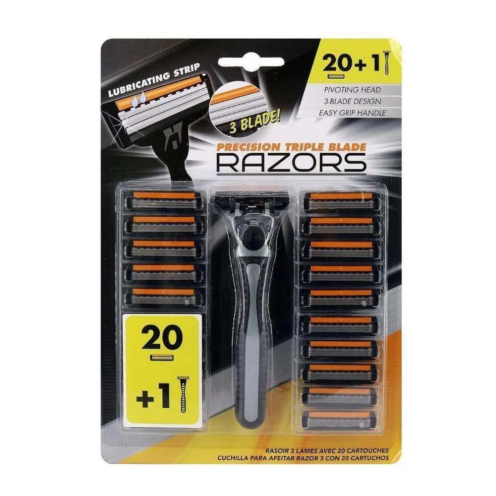 3 Blade Razor With 20 Cartridges | Lubricating Strip
