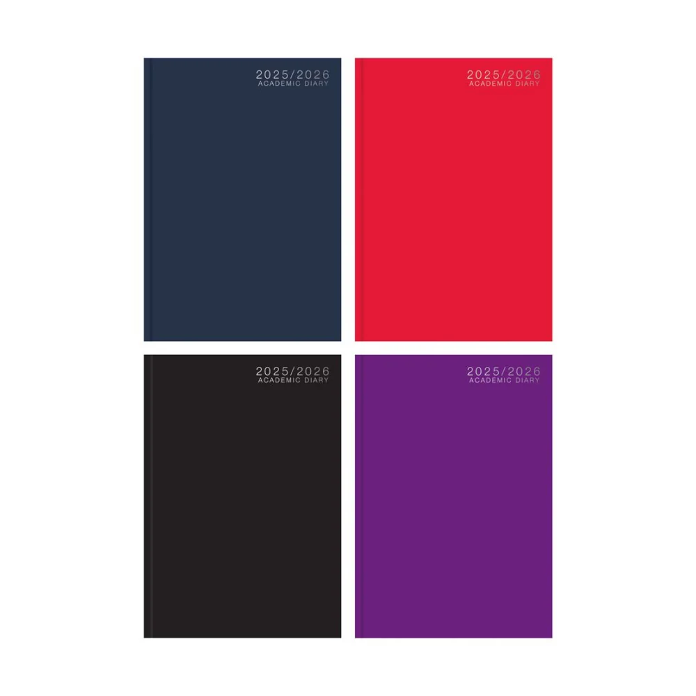 A4 Casebound Academic Diary | 2025/2026, Assorted Colours, Plain Cover