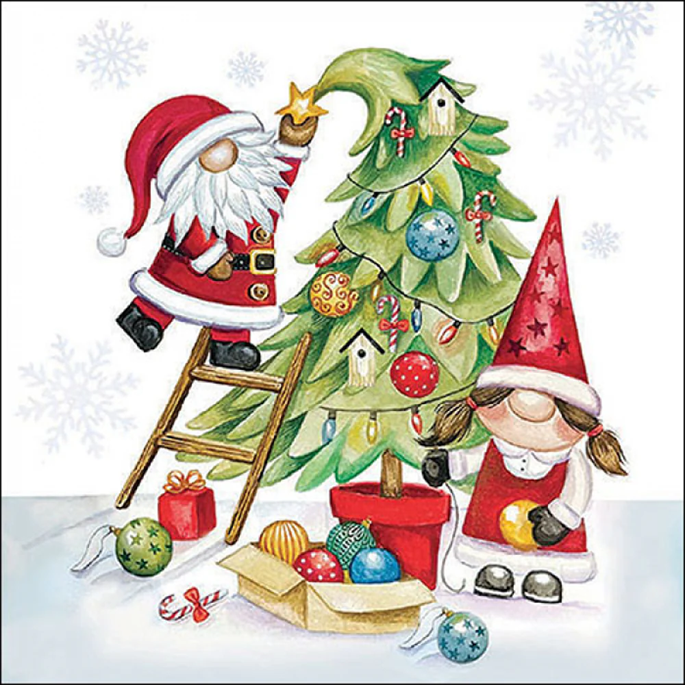 Ambiente Gonks Decorating Tree Christmas Napkins | Pack of 20