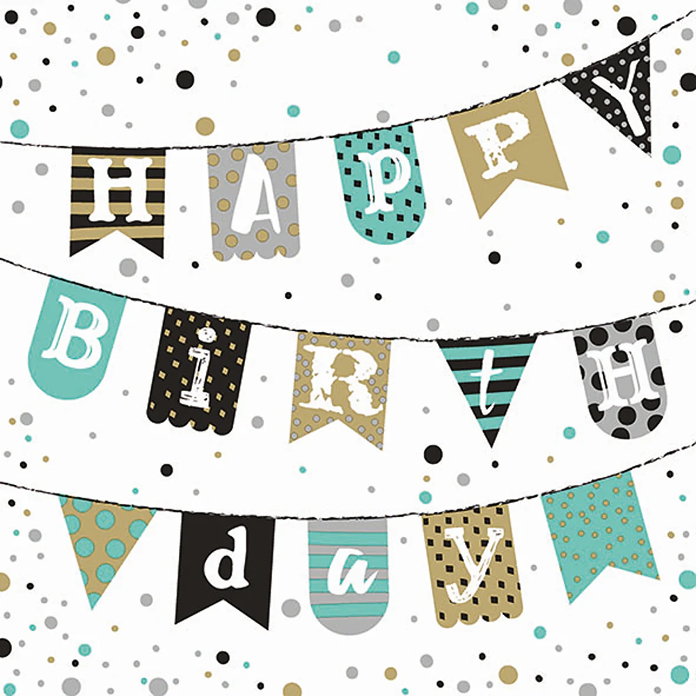 Ambiente Happy Birthday Pennant Garland Banner | Green, Pack of 20