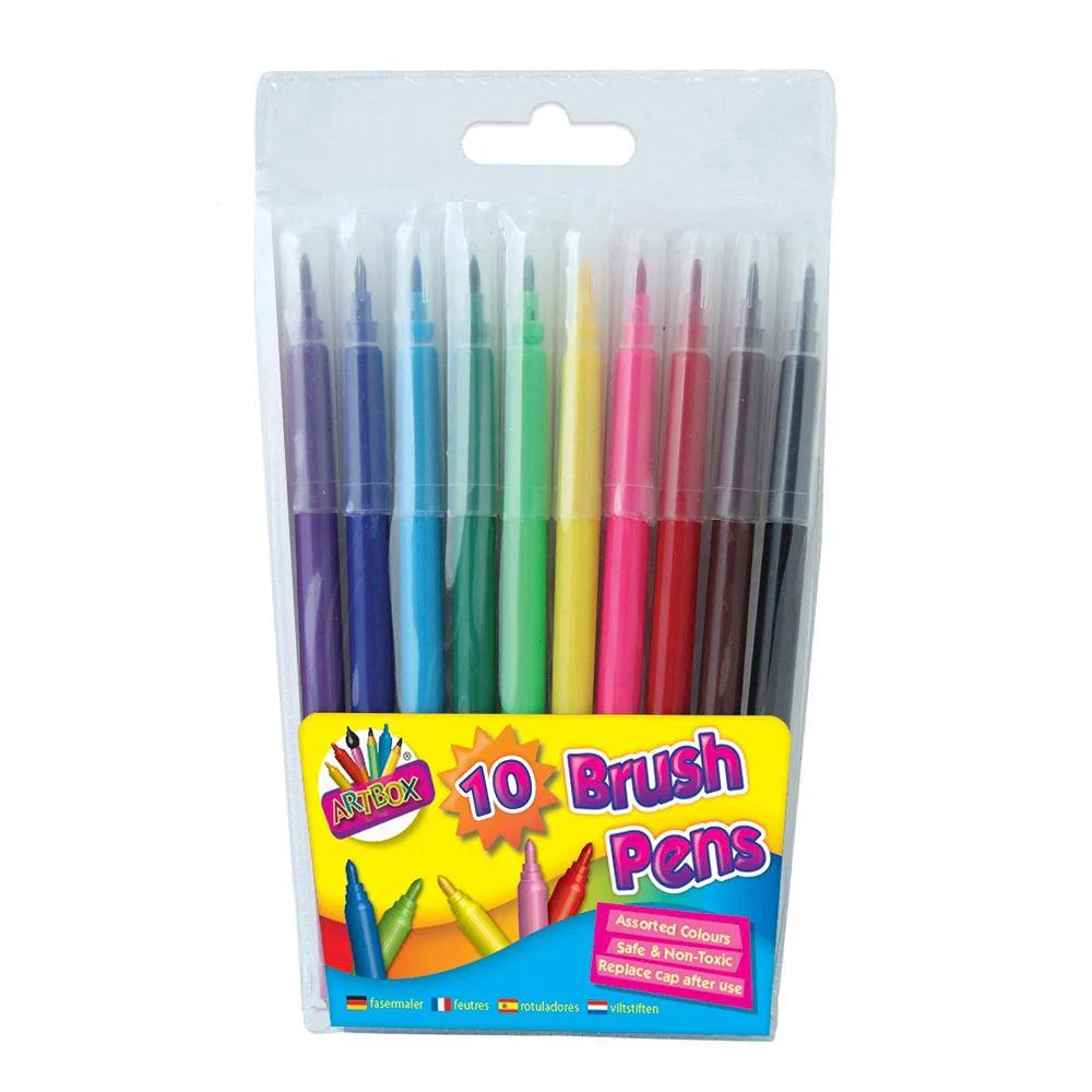Artbox Assorted Colours Brush Pens | Pack of 10