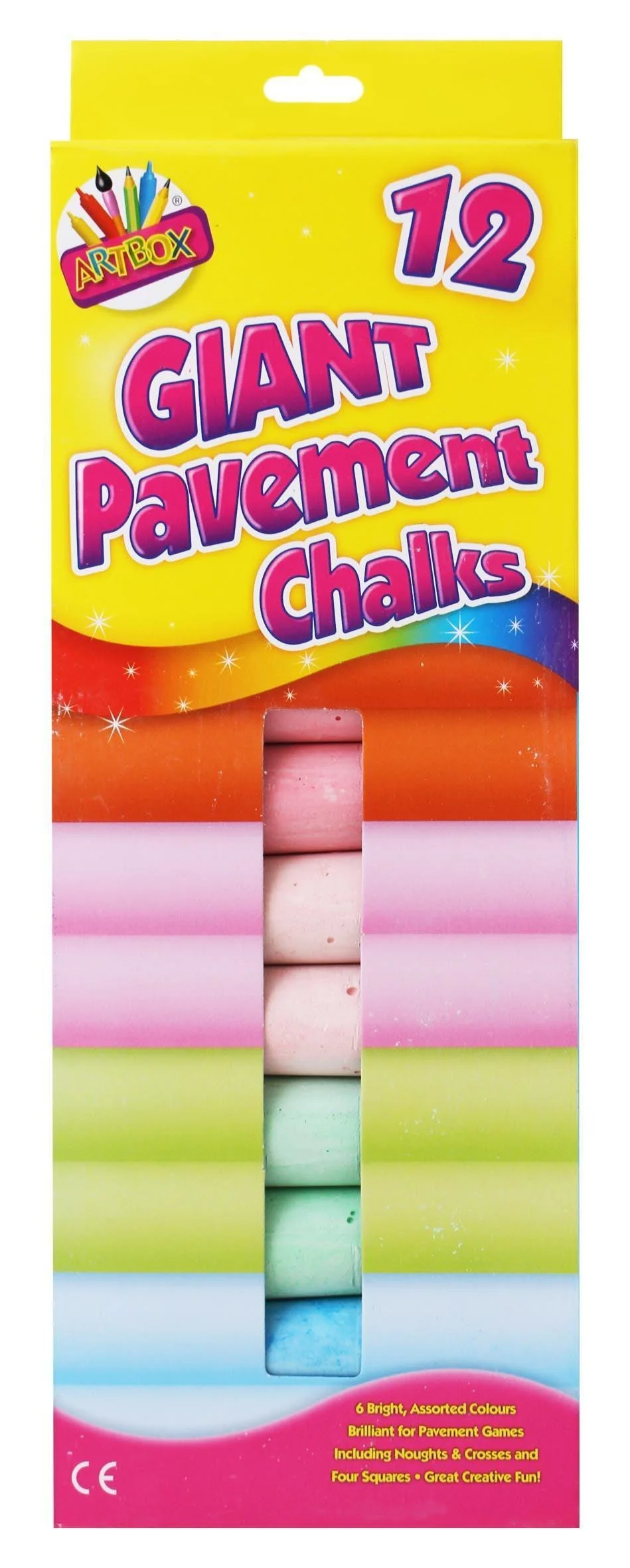 Artbox Giant Coloured Pavement Chalks | 12 Pack
