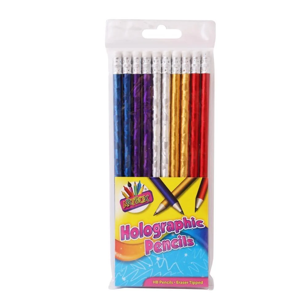 Artbox Holographic HB Pencils With Erasers | 10 Pack