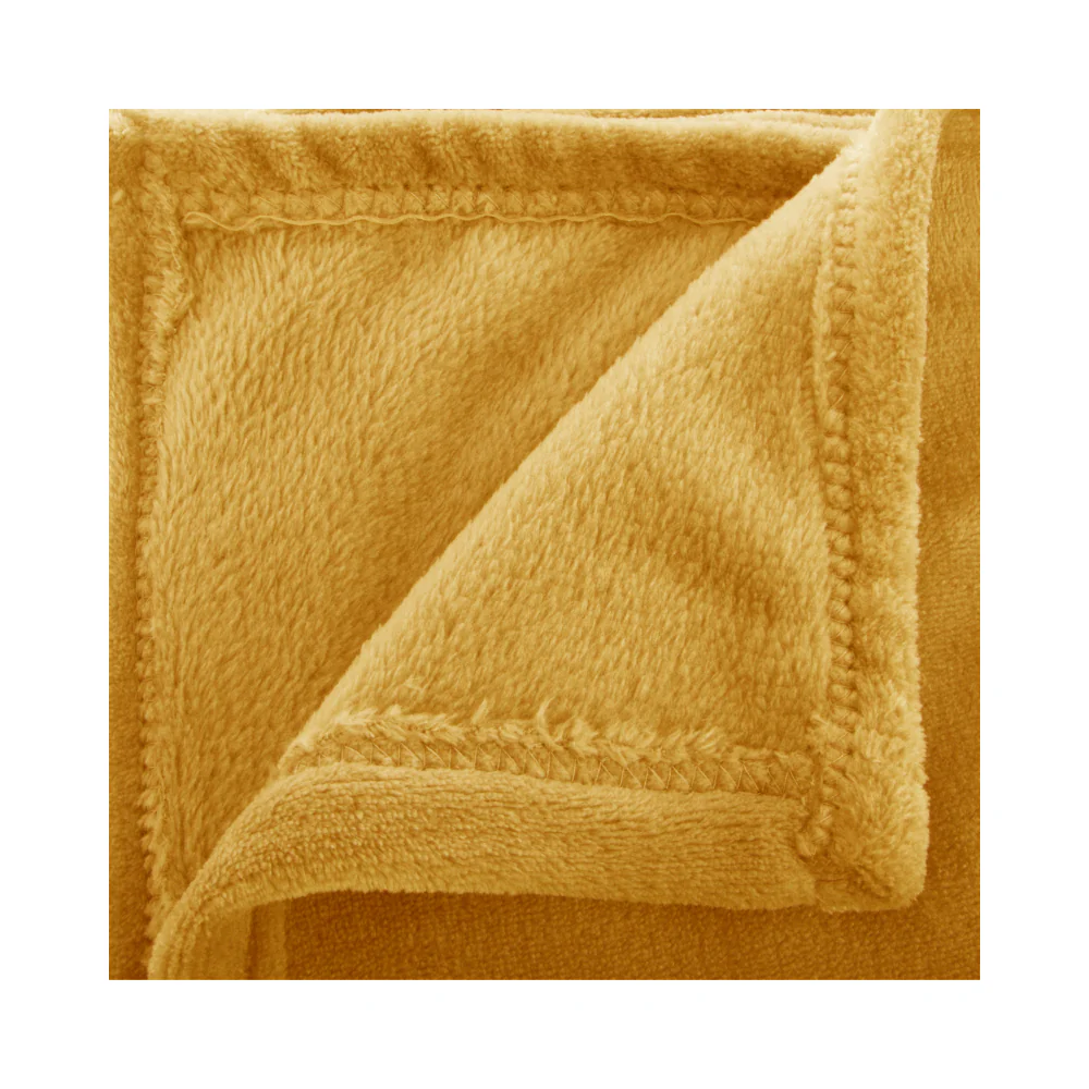 Atmosphera Ochre Plaid Throw Blanket | 125 x 150 cm, Plush Touch - Image 4