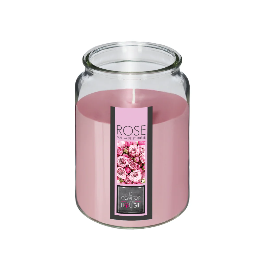 Atmosphera Pink Rose Scented Tall Glass Candle Jar with Lid | 510g
