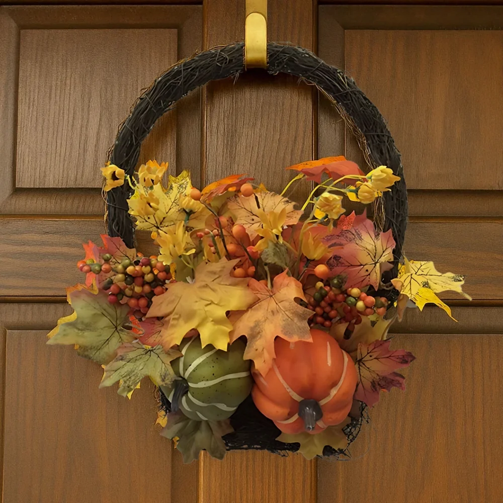 Autumn Collection Fall Leaves & Pumpkin Basket | 40cm - Image 4