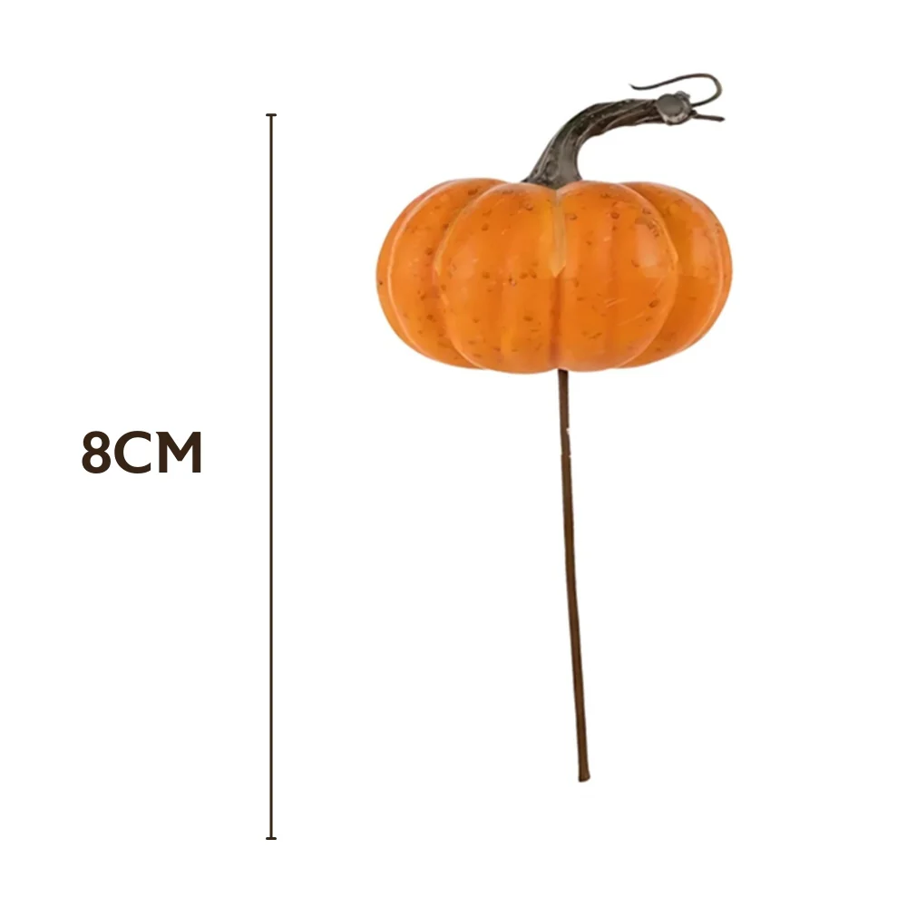 Autumn Collection Single Pumpkin Stem | 8cm Orange Decor - Image 3