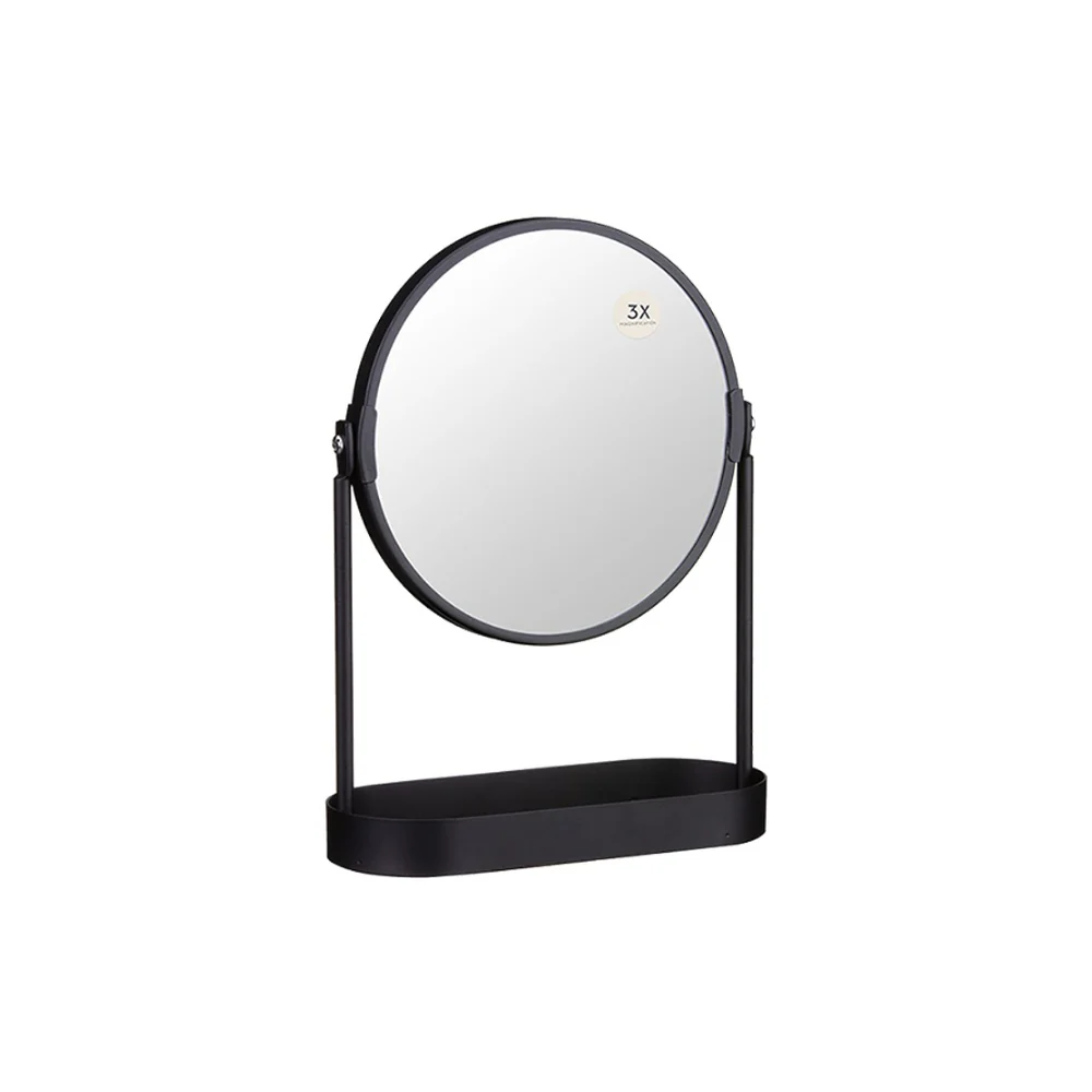 Bathroom Essentials Rotating Vanity Mirror | 3x Magnification, Black