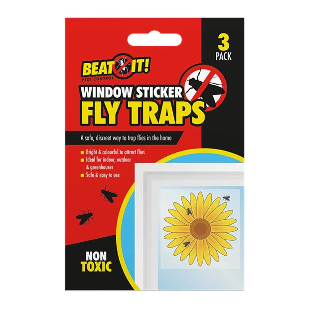 Beat It Window Sticker Fly Traps | Pack of 3