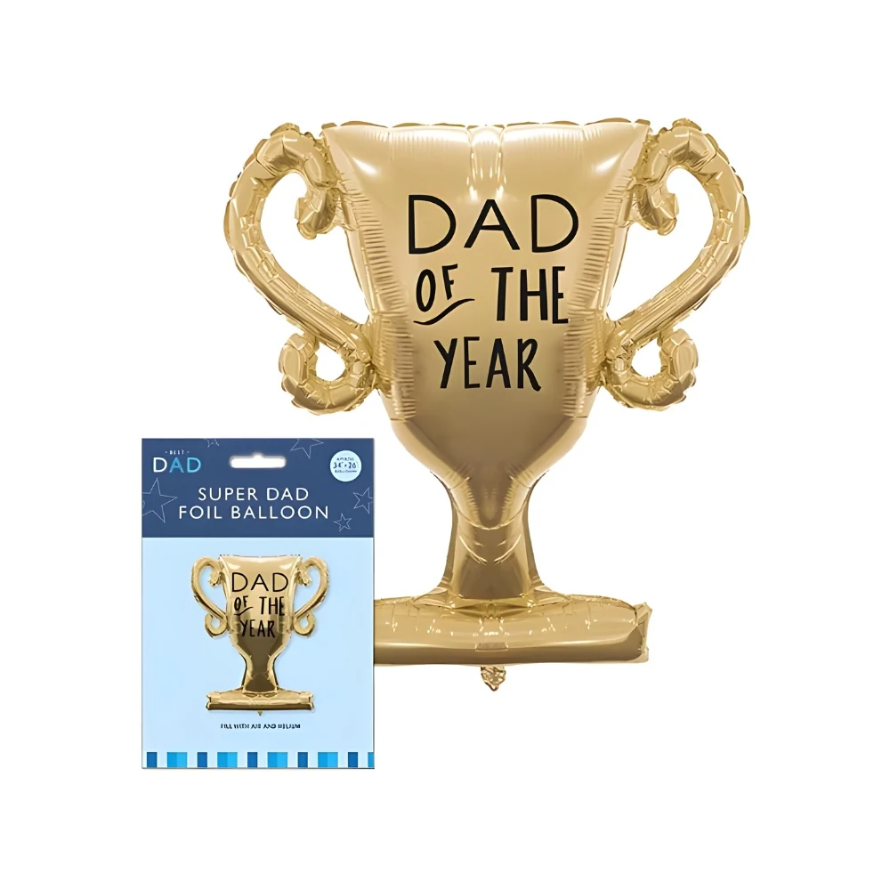 Best Dad Trophy Foil Balloon | Gold 34" x 26" - Image 2