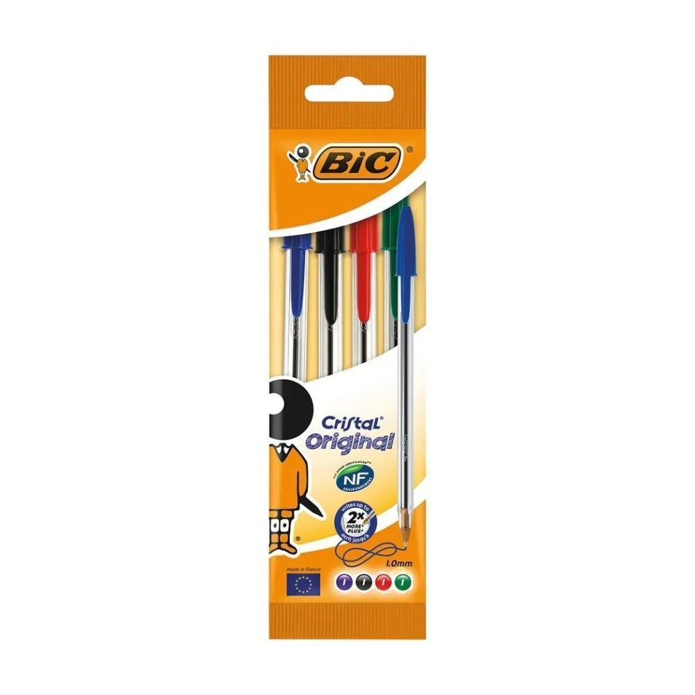 Bic Cristal Ballpoint Pen Medium Assorted | 4 Pack