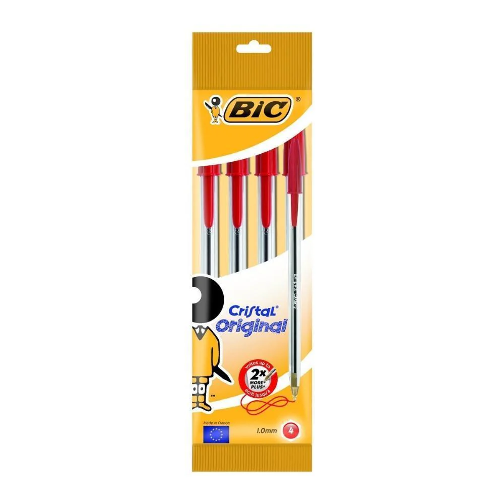 Bic Cristal Medium Ballpoint Pen Medium Red | 4 Pack