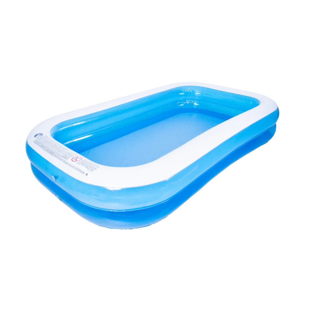 Blue Rectangular Inflatable Family Pool | 305 x 183cm, Cushioned Sidewalls - Image 3