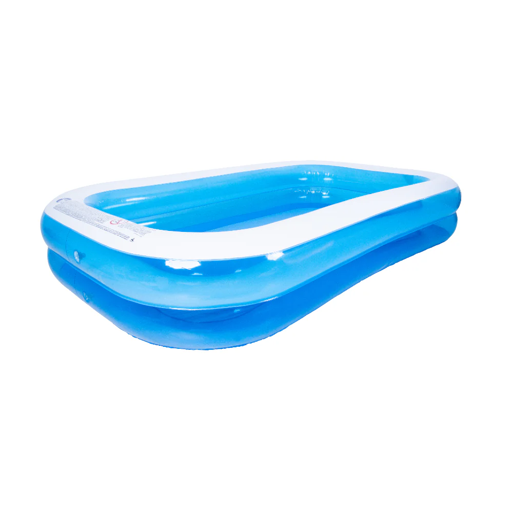 Blue Rectangular Inflatable Family Pool | 305 x 183cm, Cushioned Sidewalls - Image 4
