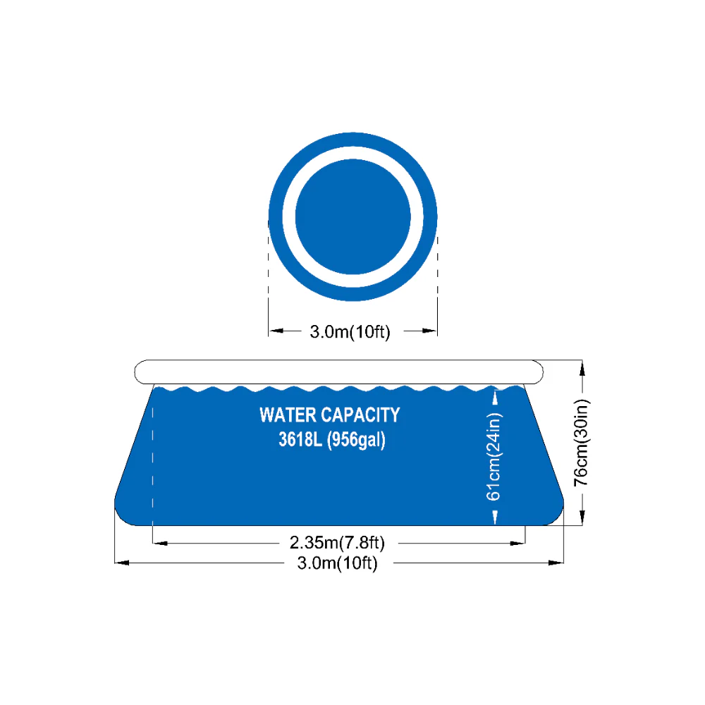 Blue Round Inflatable Prompt Set Swimming Pool | 366 x 76cm - Image 2