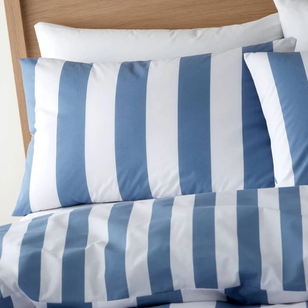 Catherine Lansfield Cove Stripe Blue Reversible Quilt Set | Single - Image 2