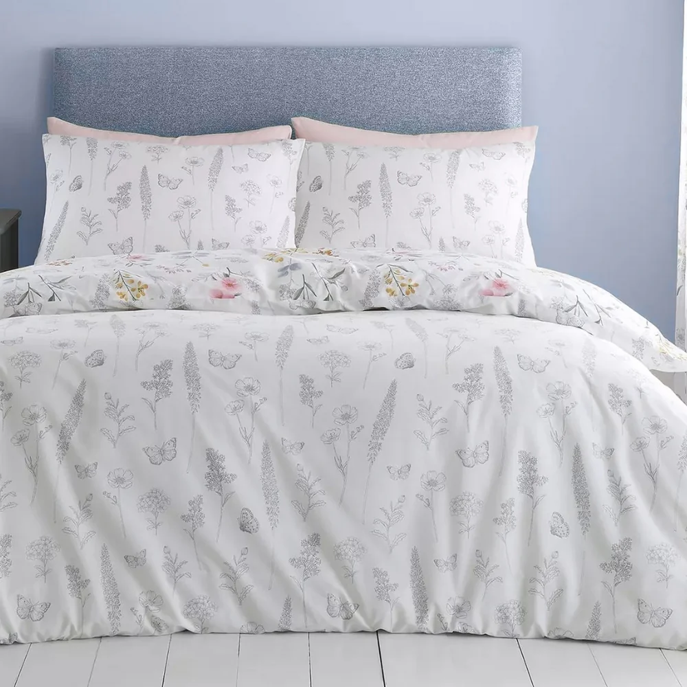 Catherine Lansfield Emilia Floral White Reversible Quilt Set | King Size - Image 6