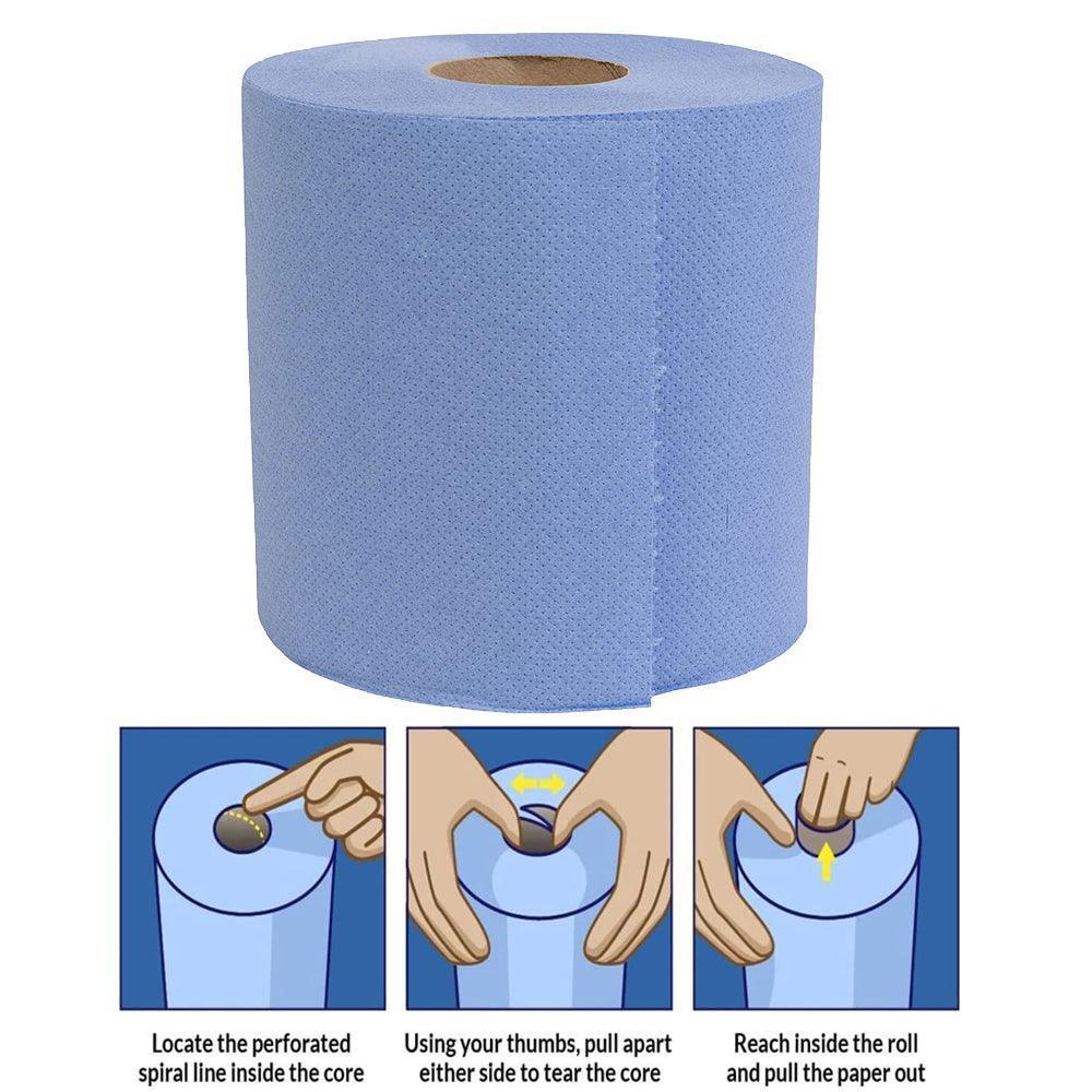 Centrefeed Blue Paper Rolls 2-Ply | 80m | Pack of 6 - Image 2