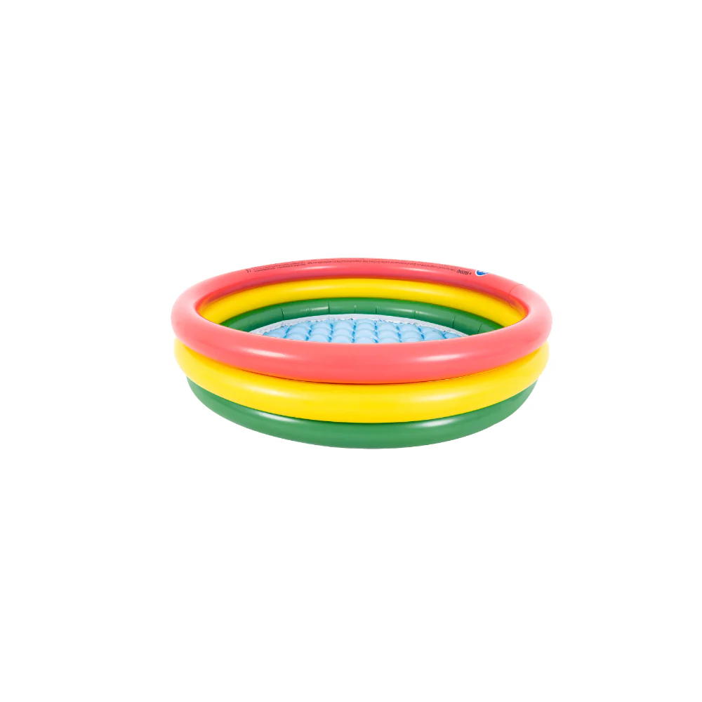Colourful 3-Ring Inflatable Paddling Pool | Multicolour, Cushioned Base