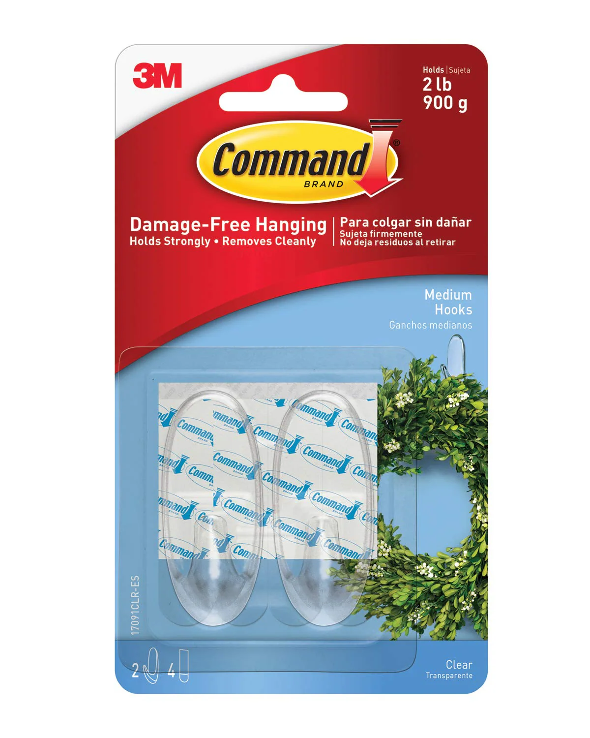Command 3M Oval Hook Clear | Pack of 2 | Damage-Free Hanging