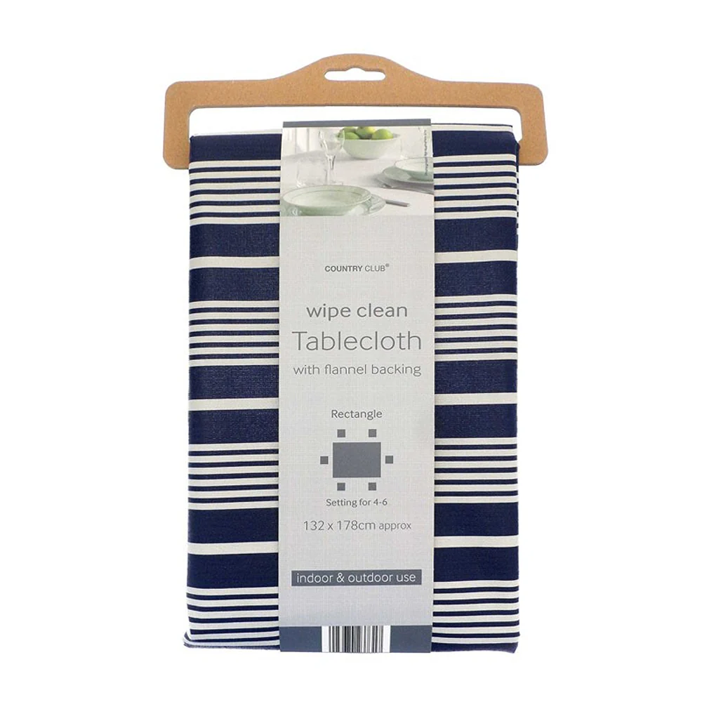 Country Club Nautical Stripe Wipe-Clean Tablecloth | 132 x 178cm