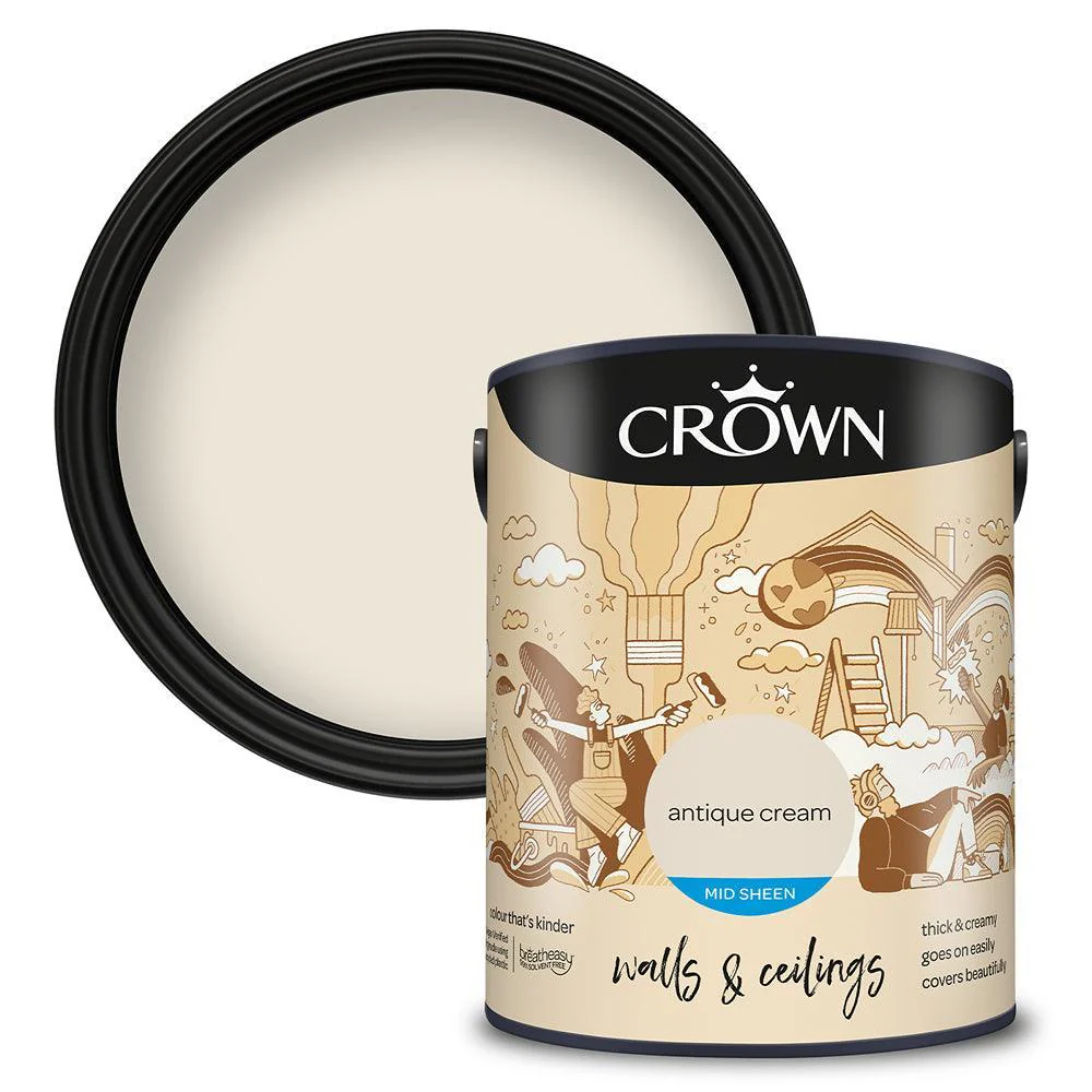 Crown Mid Sheen Emulsion Paint | Antique Cream