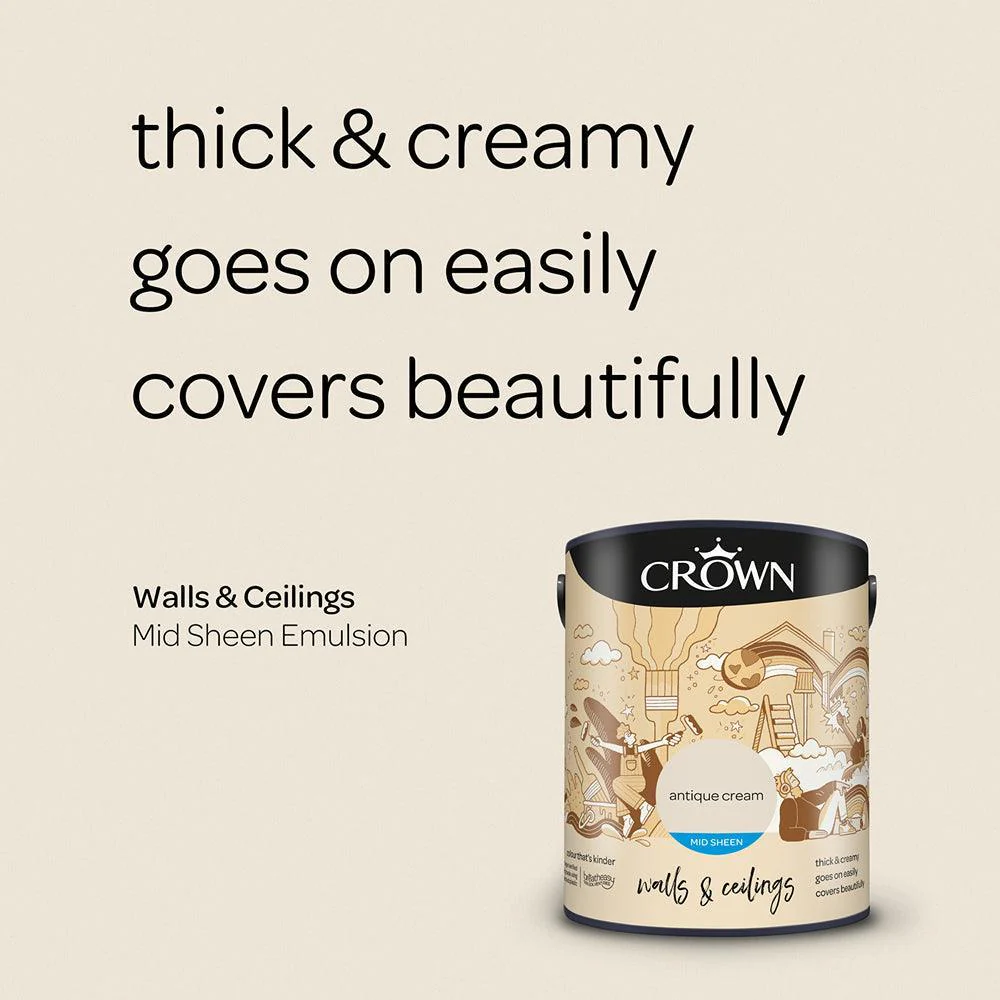 Crown Mid Sheen Emulsion Paint | Antique Cream - Image 6