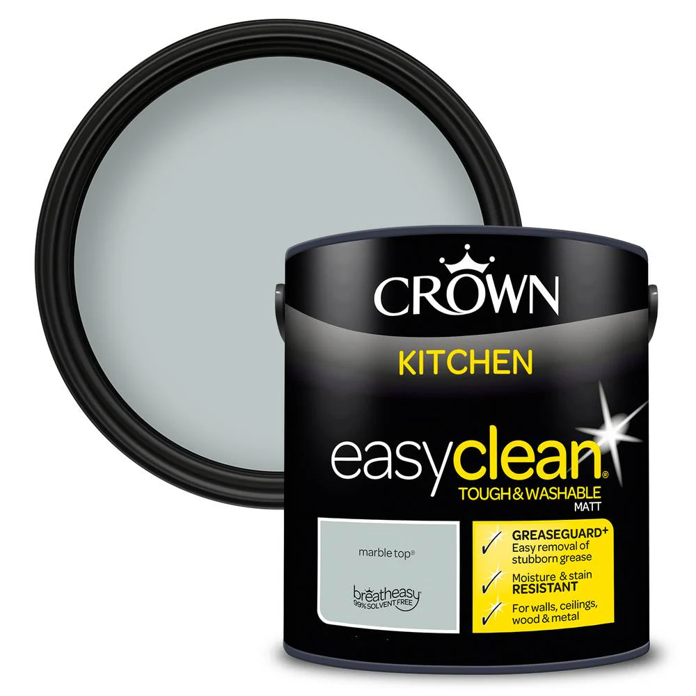 Crown Paint Easyclean Kitchen Marble Top Paint | 2.5L, Washable Matt