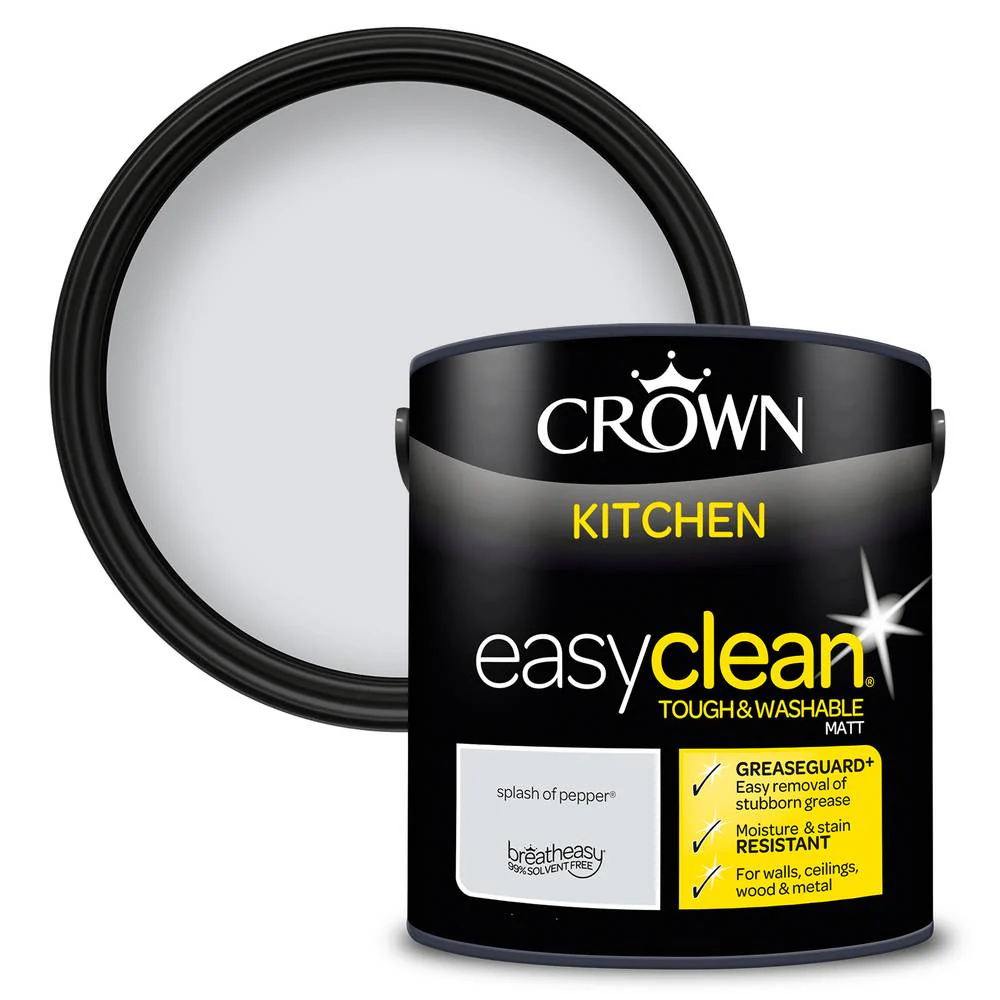 Crown Paint Easyclean Kitchen Splash of Pepper Paint | 2.5L, Washable Matt
