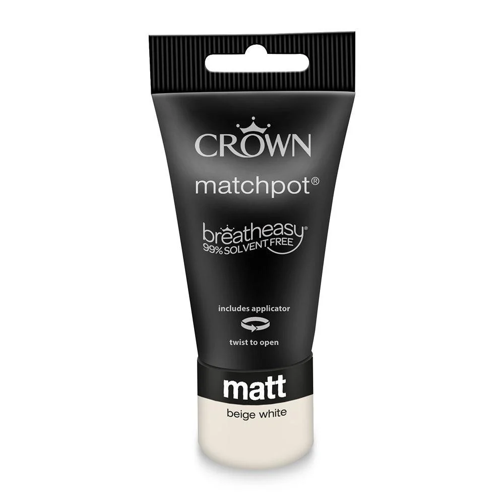 Crown Walls & Ceilings Matt Emulsion | Beige White | 40ml Tester - Image 3