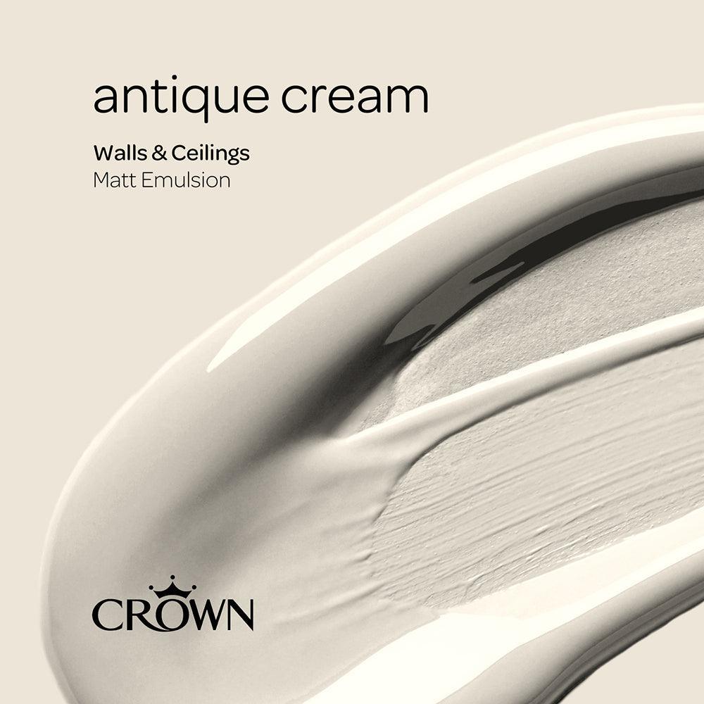 Crown Walls & Ceilings Matt Emulsion Paint | Antique Cream | 40ml Tester - Image 7