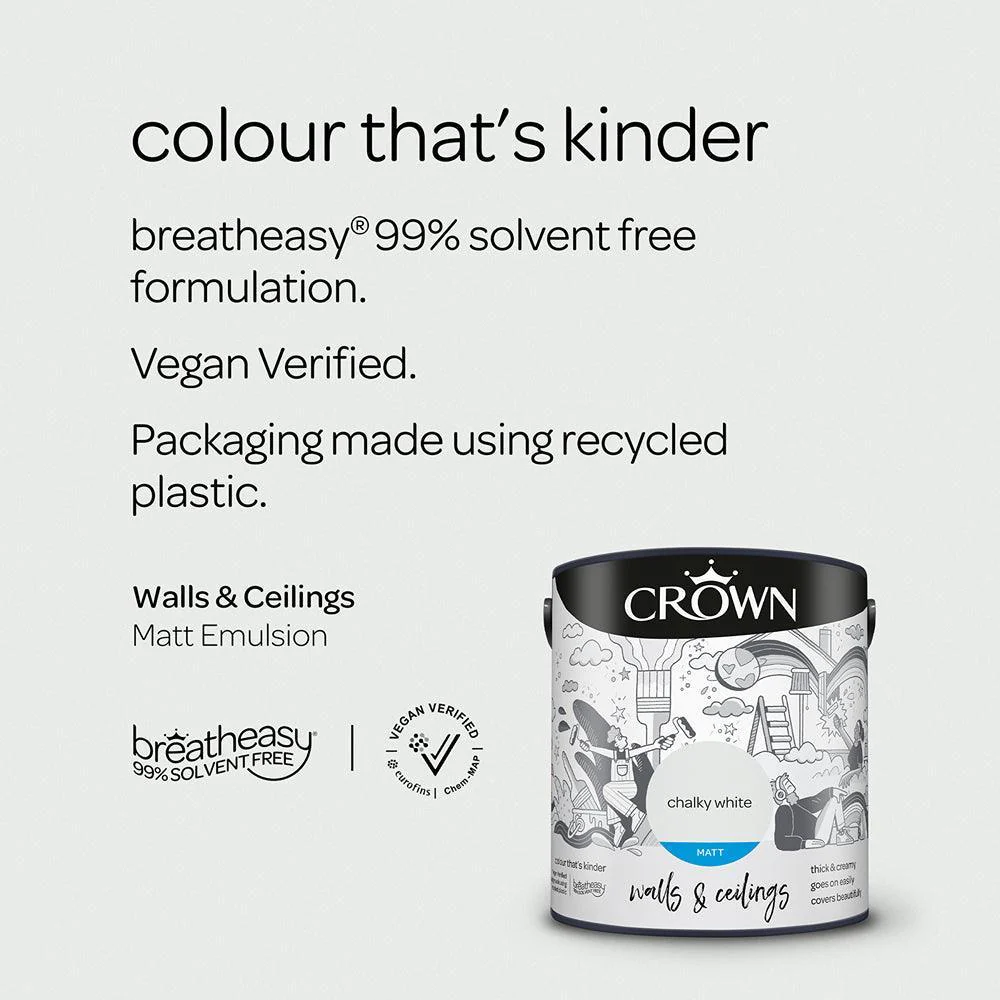 Crown Walls & Ceilings Matt Emulsion Paint | Chalky White - Image 7