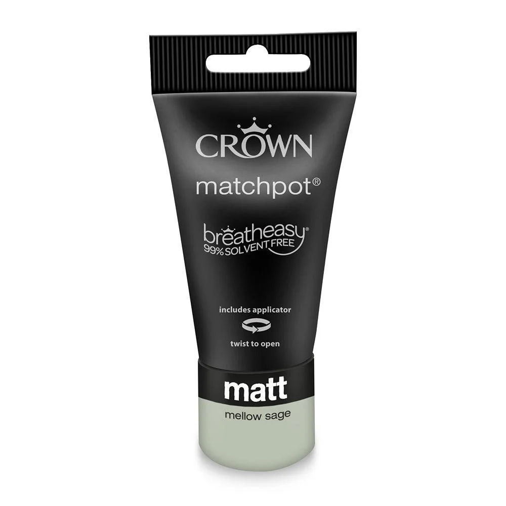 Crown Walls & Ceilings Matt Emulsion Paint | Mellow Sage | 40ml Tester - Image 3