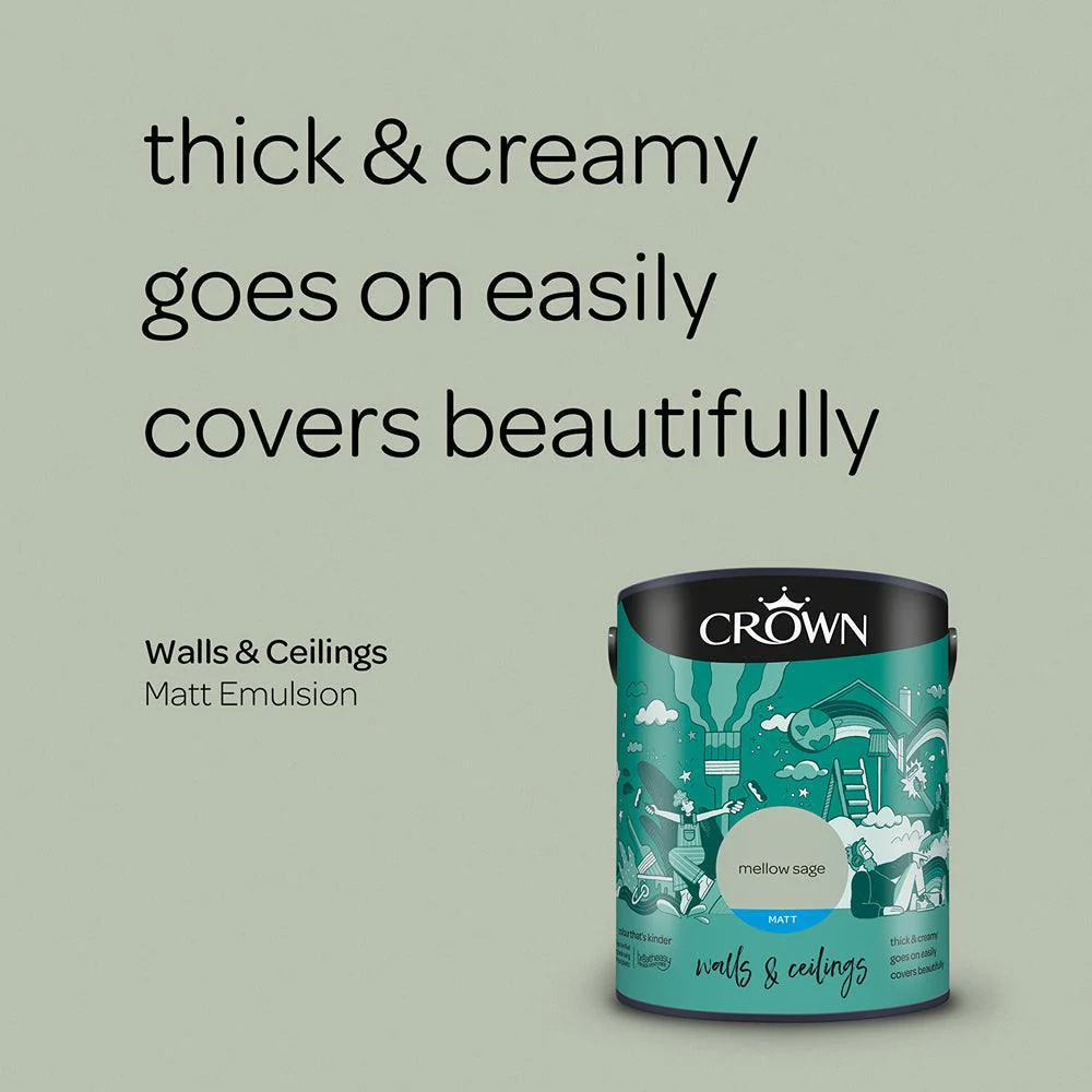 Crown Walls & Ceilings Matt Emulsion Paint | Mellow Sage - Image 6