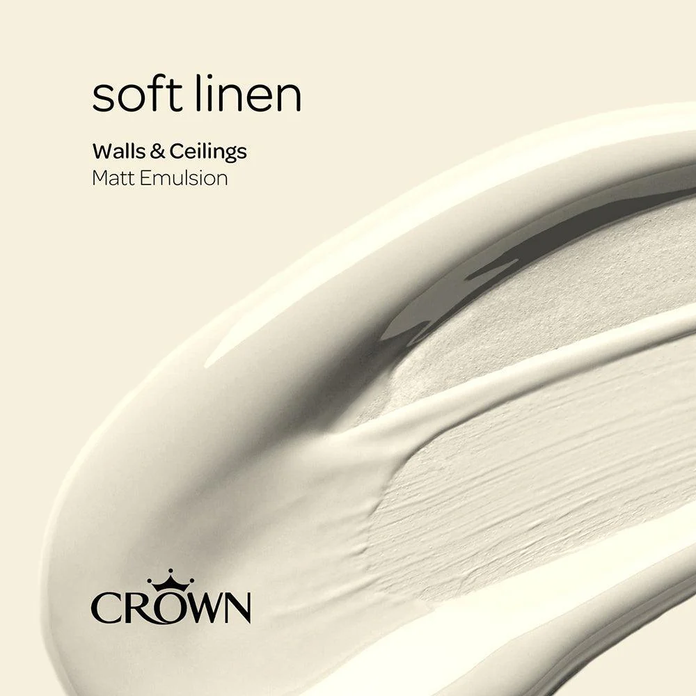 Crown Walls & Ceilings Matt Emulsion Paint | Soft Linen | 40ml Tester - Image 7
