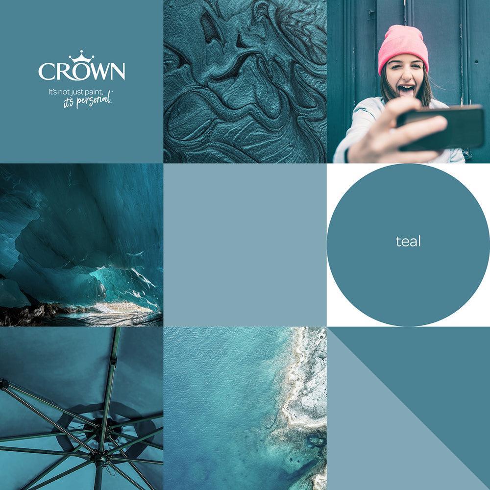 Crown Walls & Ceilings Matt Emulsion Paint | Teal | 40ml Tester - Image 6