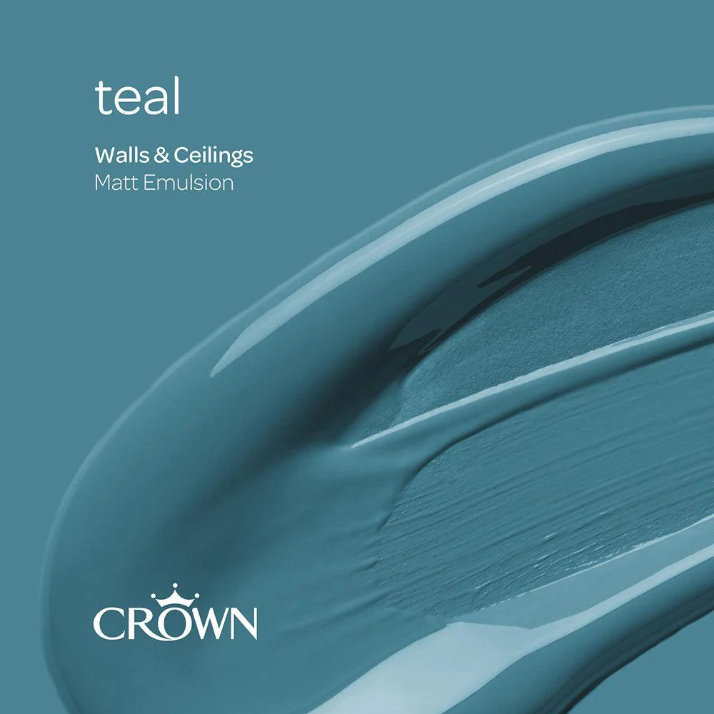 Crown Walls & Ceilings Matt Emulsion Paint | Teal | 40ml Tester - Image 7