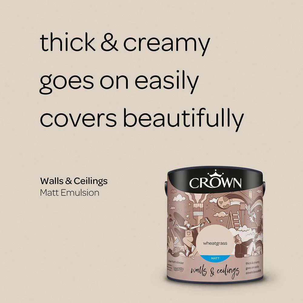 Crown Walls & Ceilings Matt Emulsion Paint | Wheatgrass - Image 6