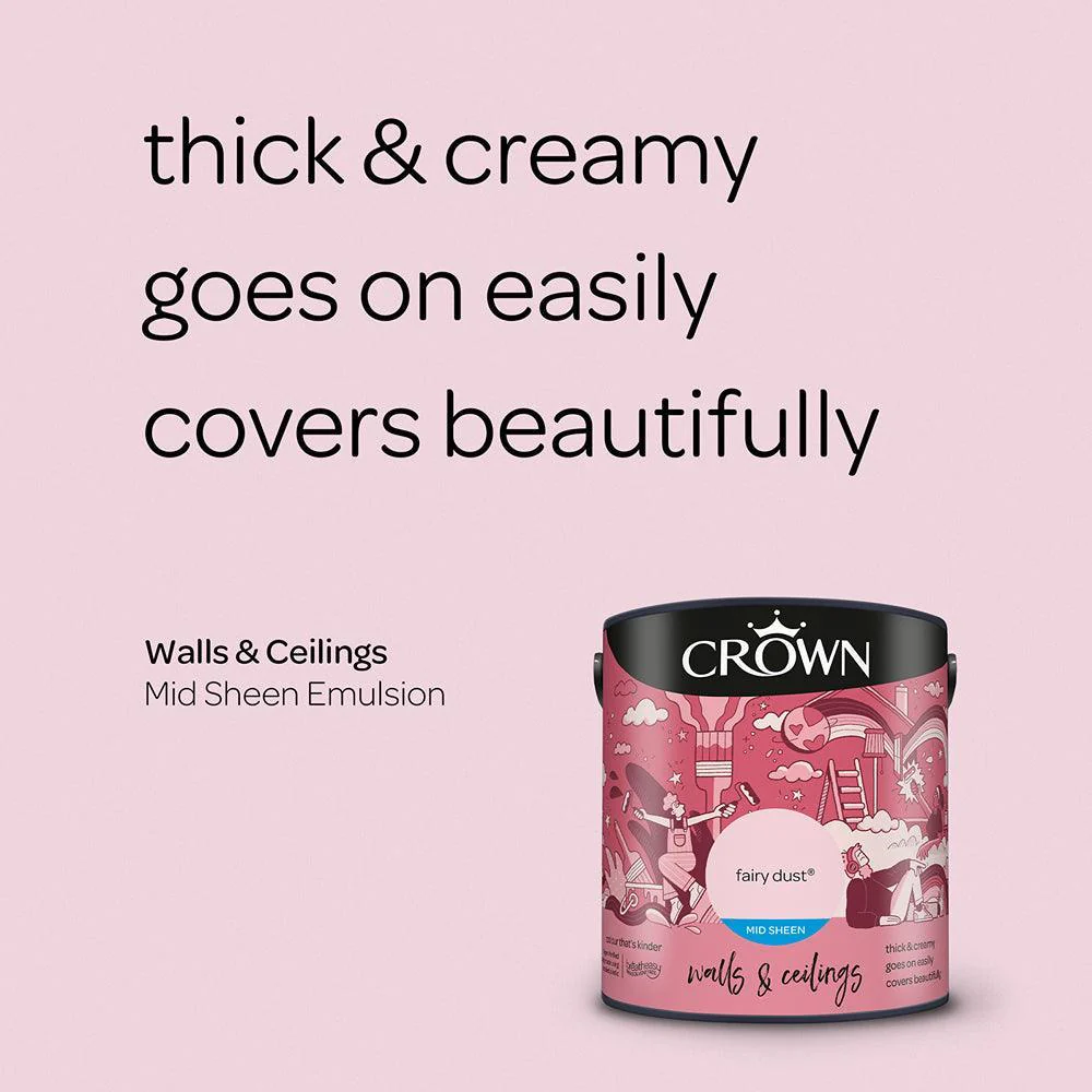 Crown Walls & Ceilings Mid Sheen Emulsion Paint | Fairy Dust - Image 15