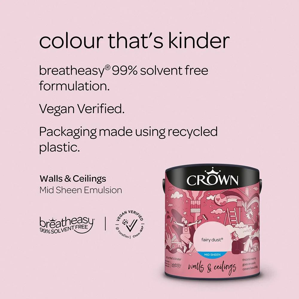 Crown Walls & Ceilings Mid Sheen Emulsion Paint | Fairy Dust - Image 16