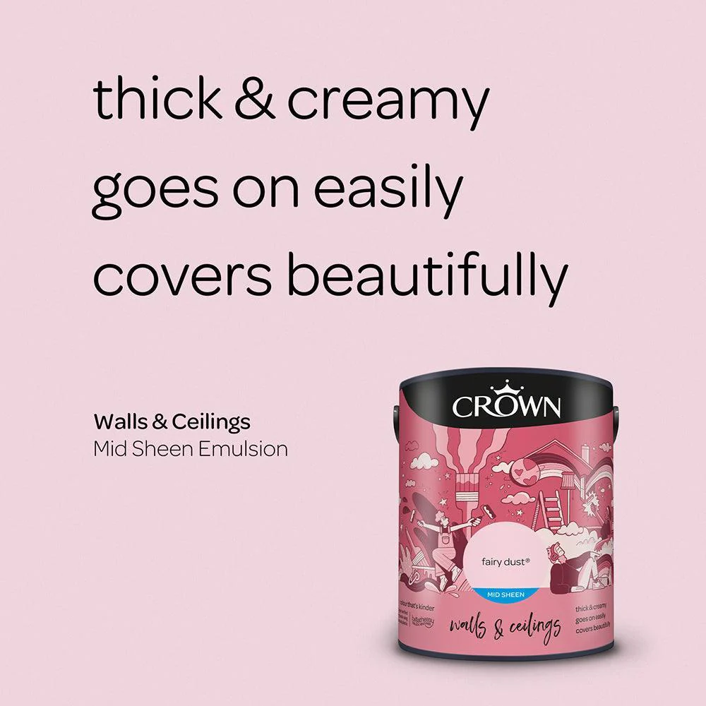 Crown Walls & Ceilings Mid Sheen Emulsion Paint | Fairy Dust - Image 6