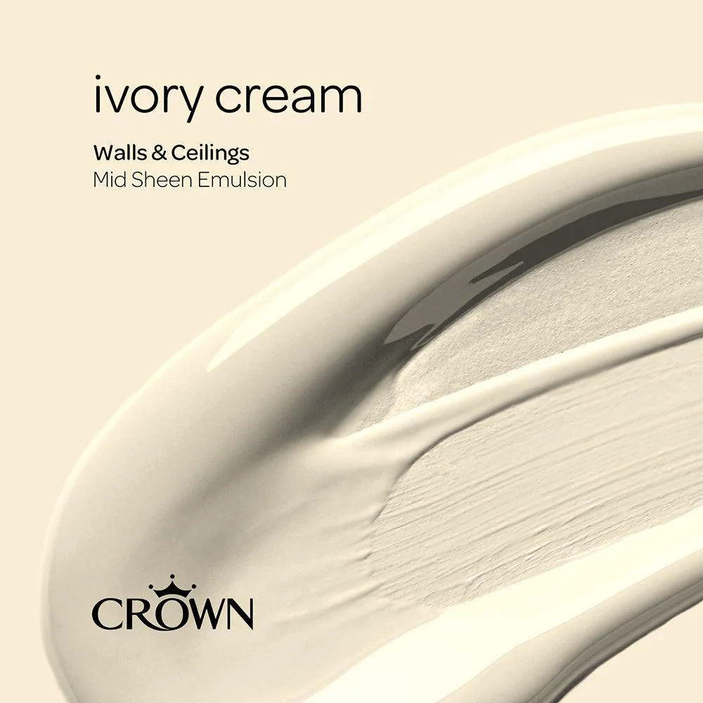 Crown Walls & Ceilings  Mid sheen Emulsion Paint | Ivory Cream - Image 9