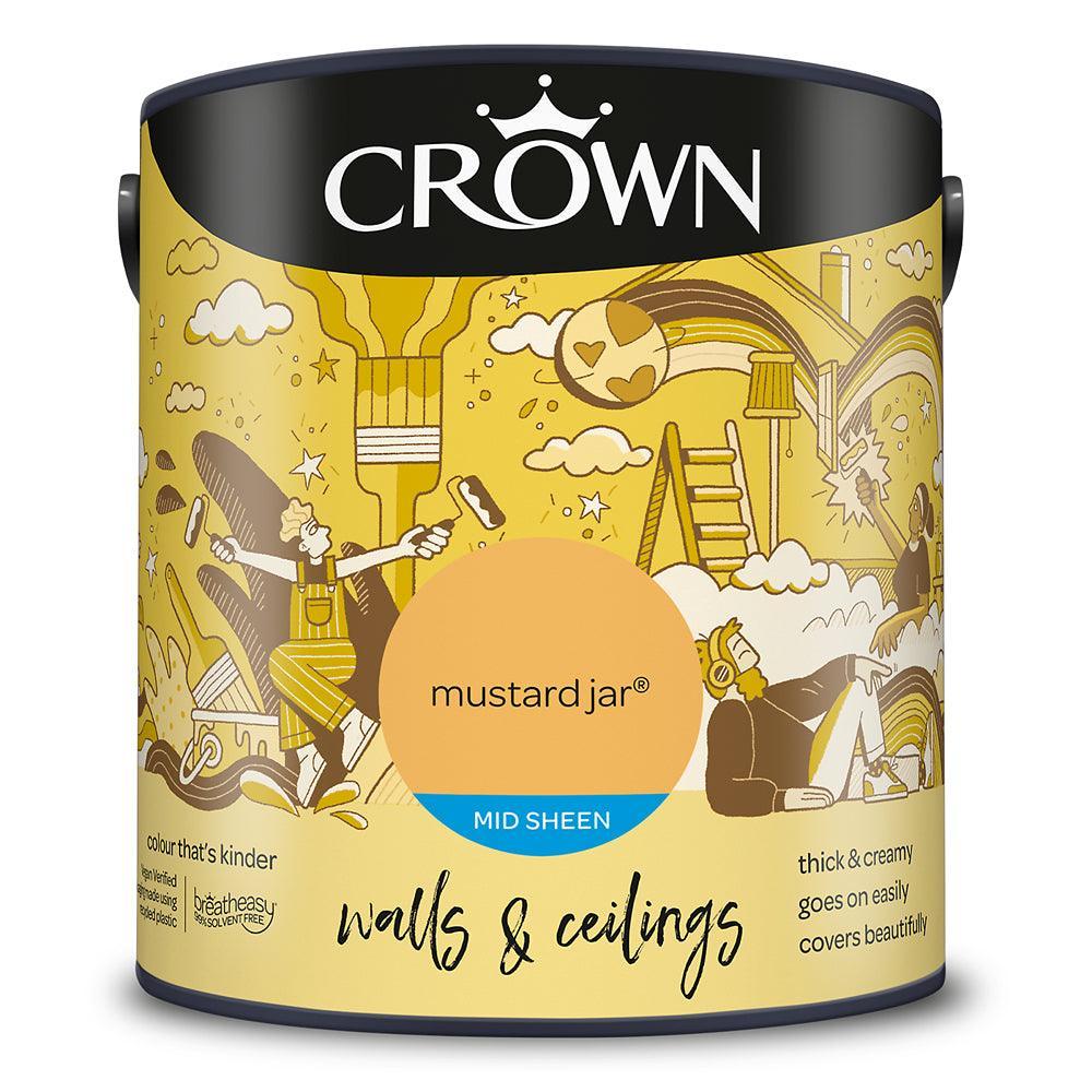 Crown Walls & Ceilings Mid Sheen Emulsion Paint | Mustard Jar - Image 3