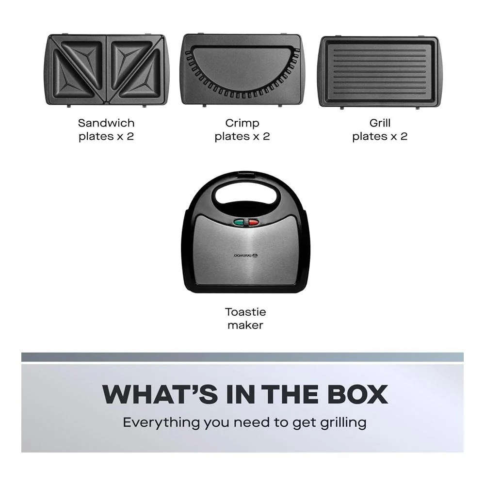 Daewoo 3-in-1 Sandwich Maker | Interchangeable Plates, Panini & Crimp - Image 10