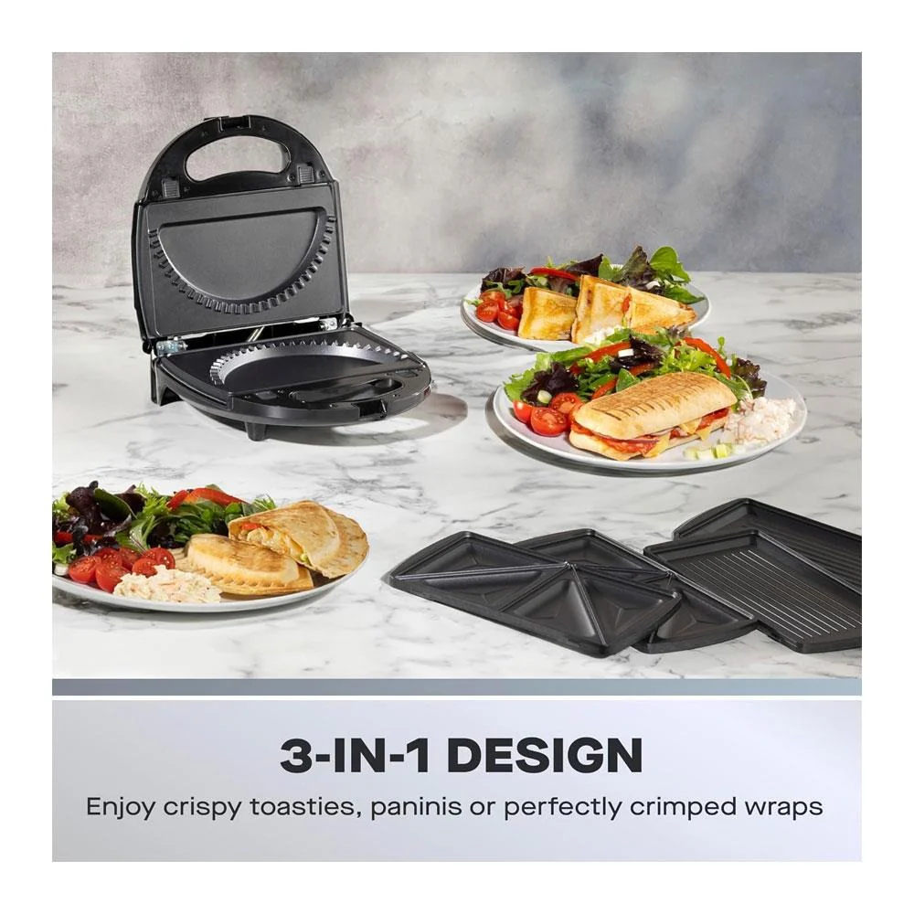 Daewoo 3-in-1 Sandwich Maker | Interchangeable Plates, Panini & Crimp - Image 6
