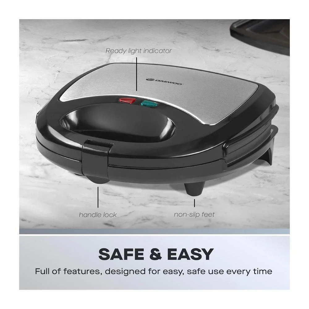 Daewoo 3-in-1 Sandwich Maker | Interchangeable Plates, Panini & Crimp - Image 9