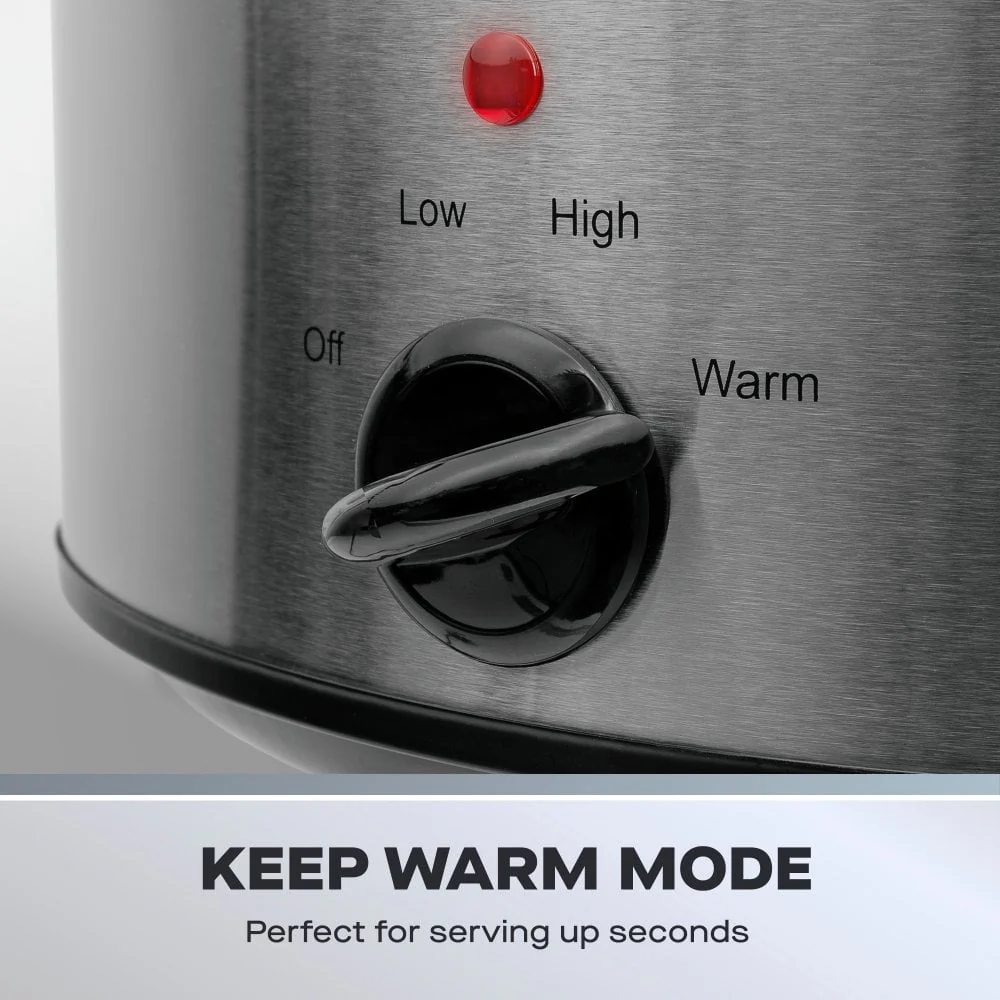 Daewoo 6.5L Stainless Steel Slow Cooker | 3 Heat Settings, Warm Function - Image 4
