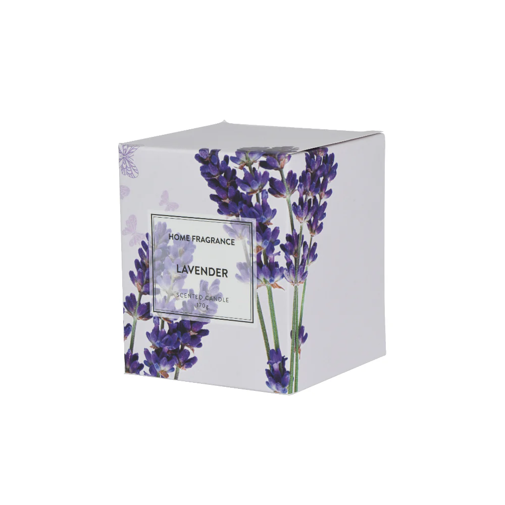 Decoris Boxed Lavender Scented Candle | 170 g, Gift Box, Botanical Artwork
