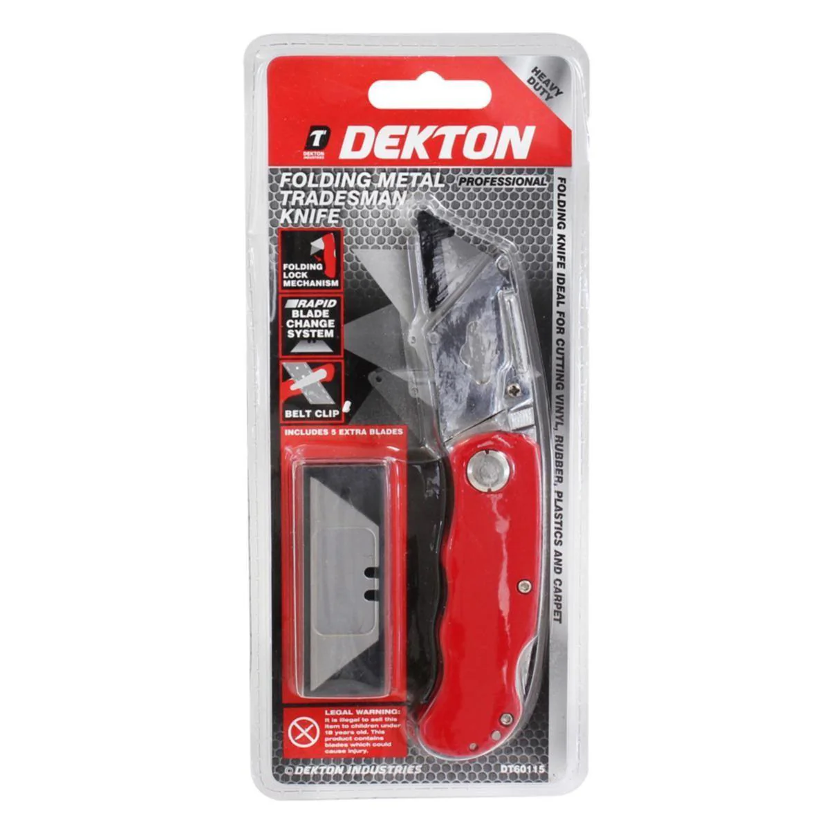 Dekton Folding Metal Tradesman Knife | 5 Blade