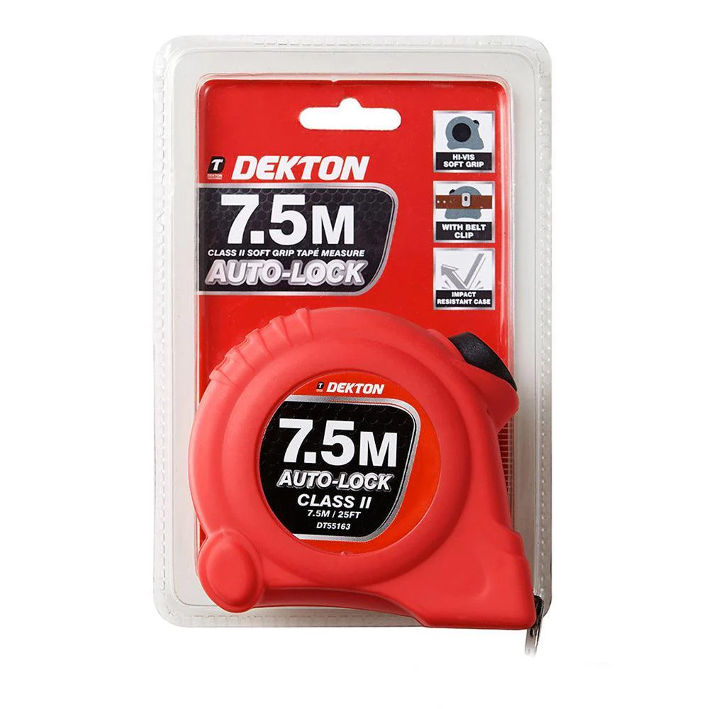 Dekton Hi Vis Red Soft Grip Autolock Tape Measure | 7.5 m x 25 mm - Image 6